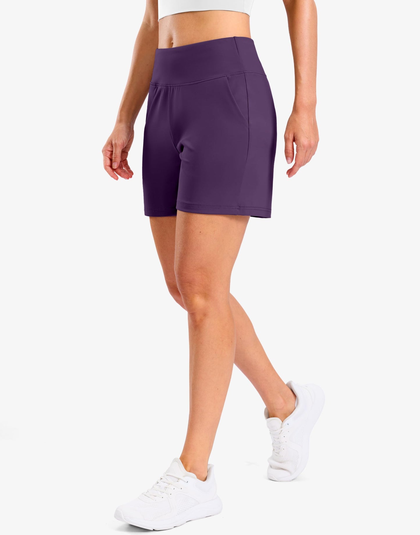 G Gradual Women's 9"/7"/5" Bermuda Athletic Long Shorts with 2 Pockets(Purple-L7,3XL)