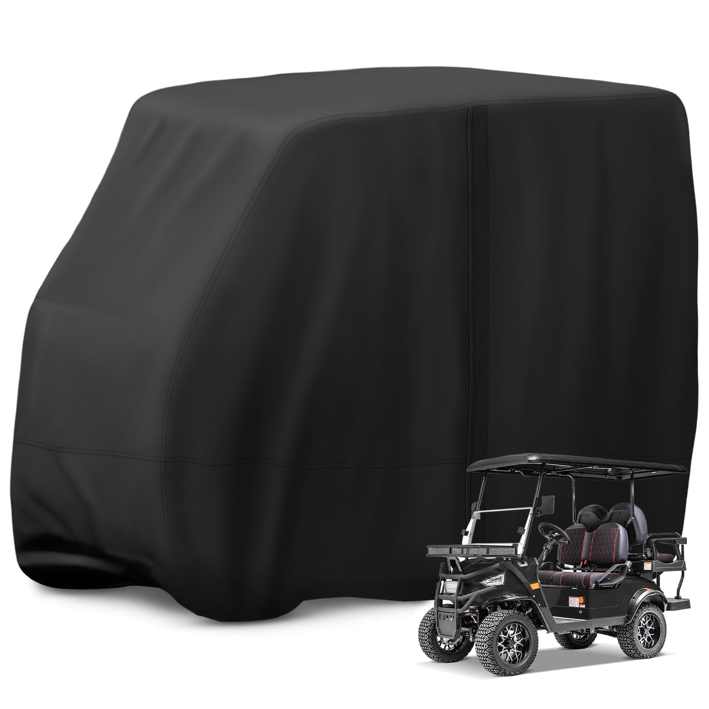 Jungda Golf Cart Cover,Waterproof Universal 4 Passenger Golf Cart Covers,Golf Cart Accessories for Outdoor Storage Protective - 118" L x 56" W x 83" H