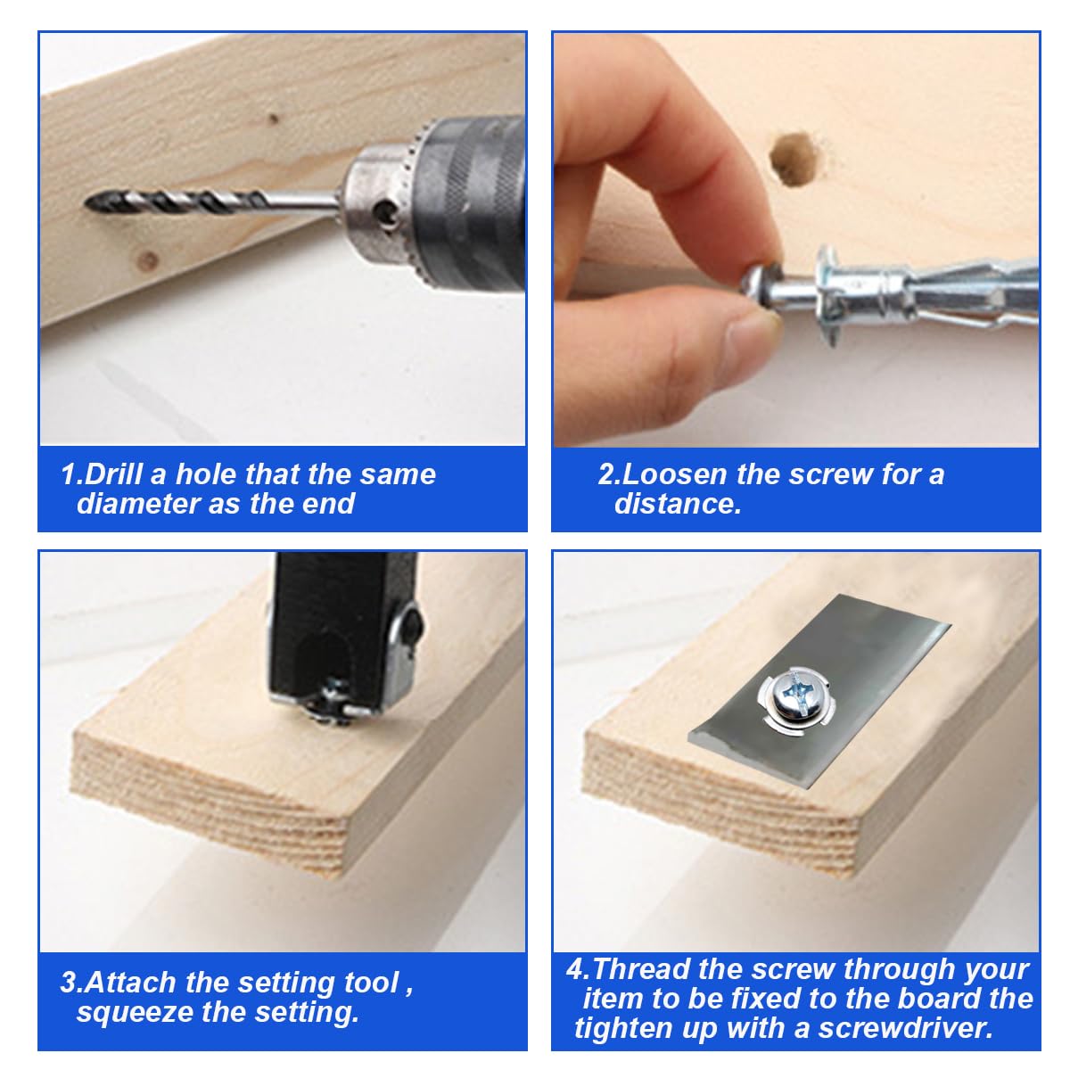 30 pcs Molly Bolts, Metal Drywall Anchors, Heavy Duty Zinc Plated Steel Molly Bolt (M4-32)