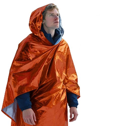 4 Pack Emergency Mylar Blanket Poncho | Waterproof Rain Ponchos | Reusable Packable Poncho | Survival Blanket Poncho for Outdoor Camping & Hiking, Rescue, Car Emergency Kit, Shelter/Tent Cover