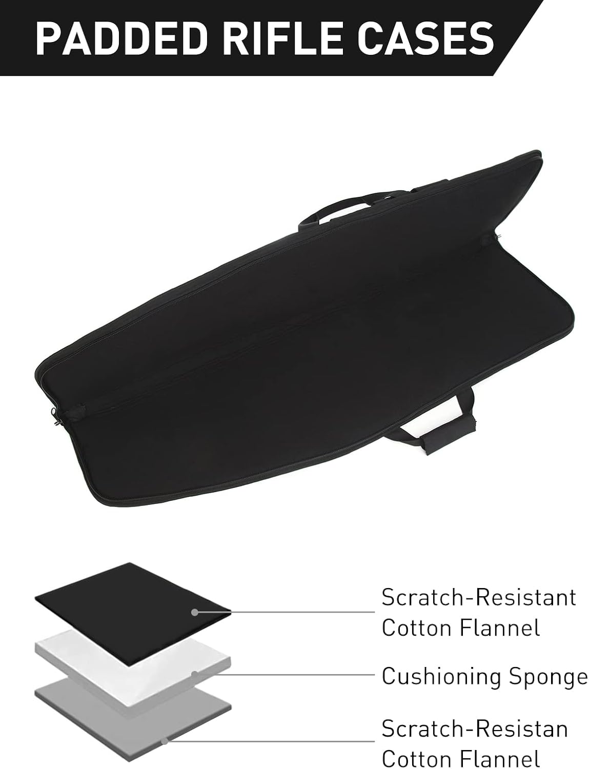 Soft Rifle Case by Scoped Range - Heavy Duty Gun Bag with 5 Pouches for Hunting | 34 Inch Black