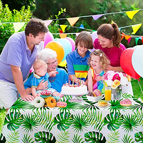 Hawaii Palm Leaves Tablecloths - 3 Pack Disposable Luau Covers