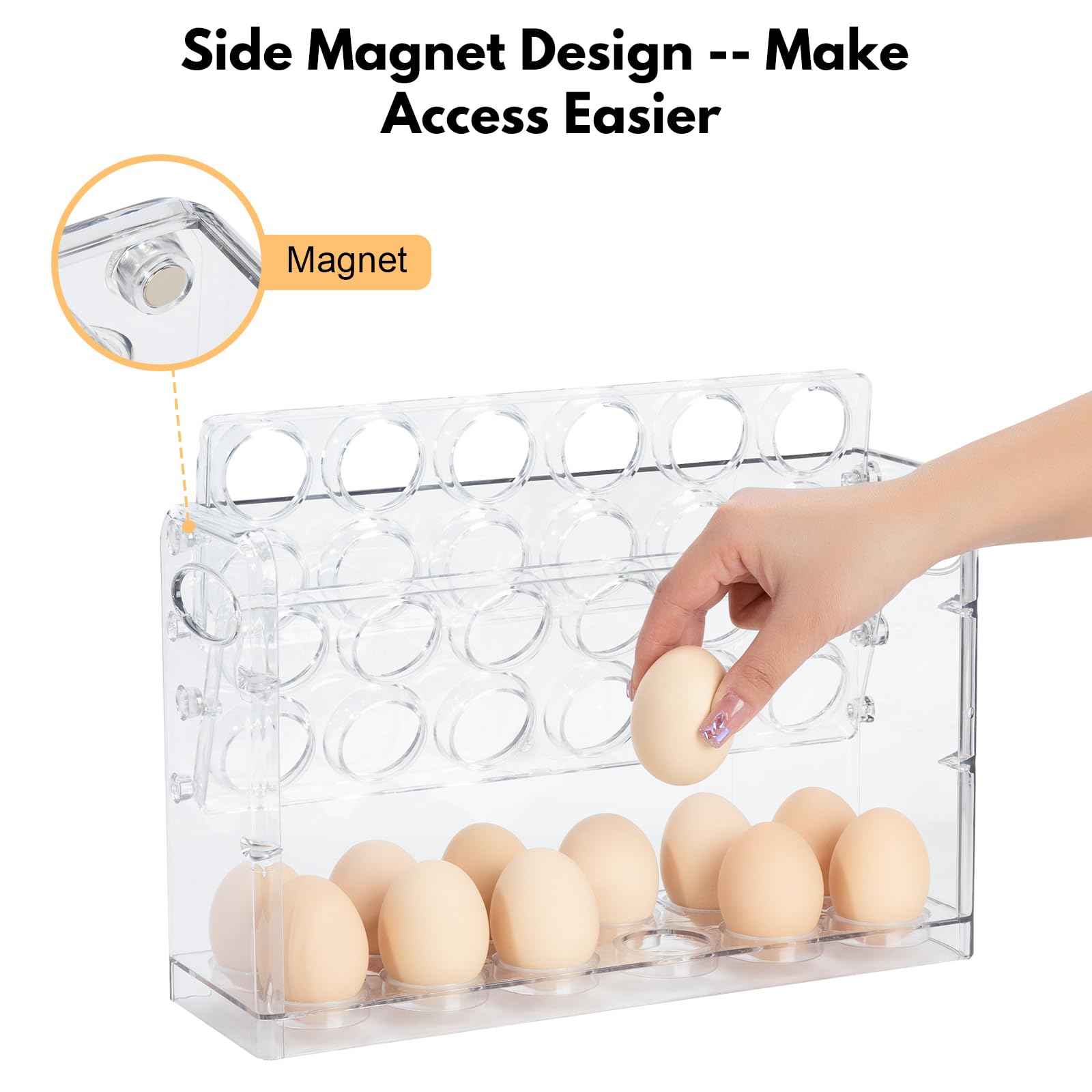 XCX Egg Holder for 36 Eggs, Egg Storage for Refrigerator, PET Egg Container for Kitchen Countertop, Egg Dispenser, Egg Tray, Clear