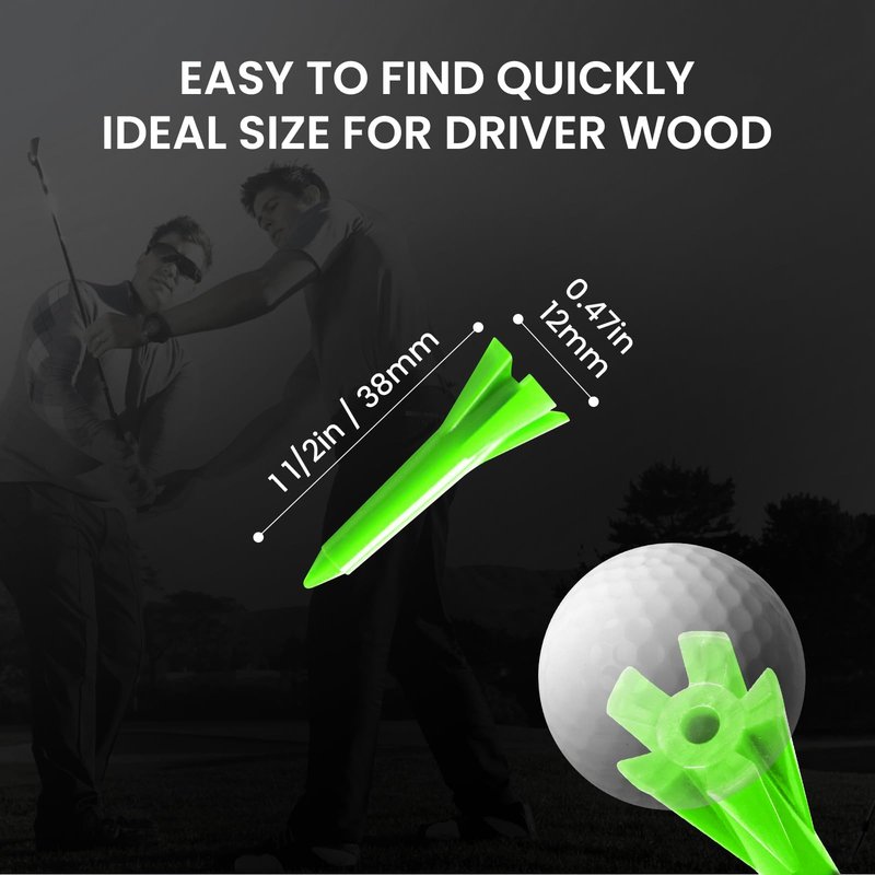 VEASAERS Short Golf Tees Plastic 1 1/2 inch Value 300 Pack Upgrade More Unbreakable Bulk Stable Reduce Friction Side Spin Tee for Men Women Ladies (Green, 300 Pack)