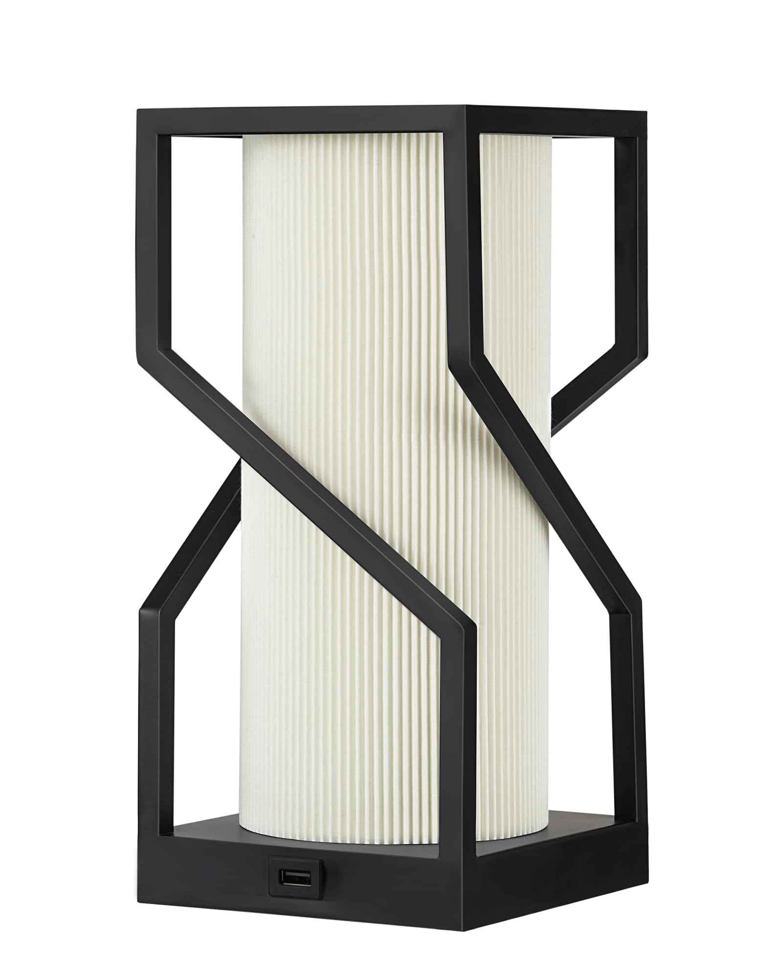 EDISHINE Modern Table Lamp, Bedside Lamp with Pleated TC Lampshade, USB-A Port, Overall Touch Control, Nightstand Lamp for Bedroom, Living Room, 9W 2700K 3-Stage Dimmable Bulb Included