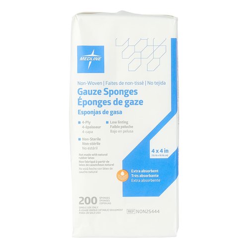 Medline Non-Sterile Nonwoven Gauze Sponges, 4-Ply, 4" x 4", Perfect for Wound Care, Pack of 2000