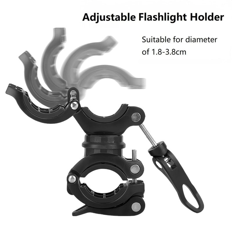 [2 Pack] Vonpri Flashlight Holder, Mount Bicycle Mounting Bracket Flashlight Holder Torch Clip 360º Rotation (Black)