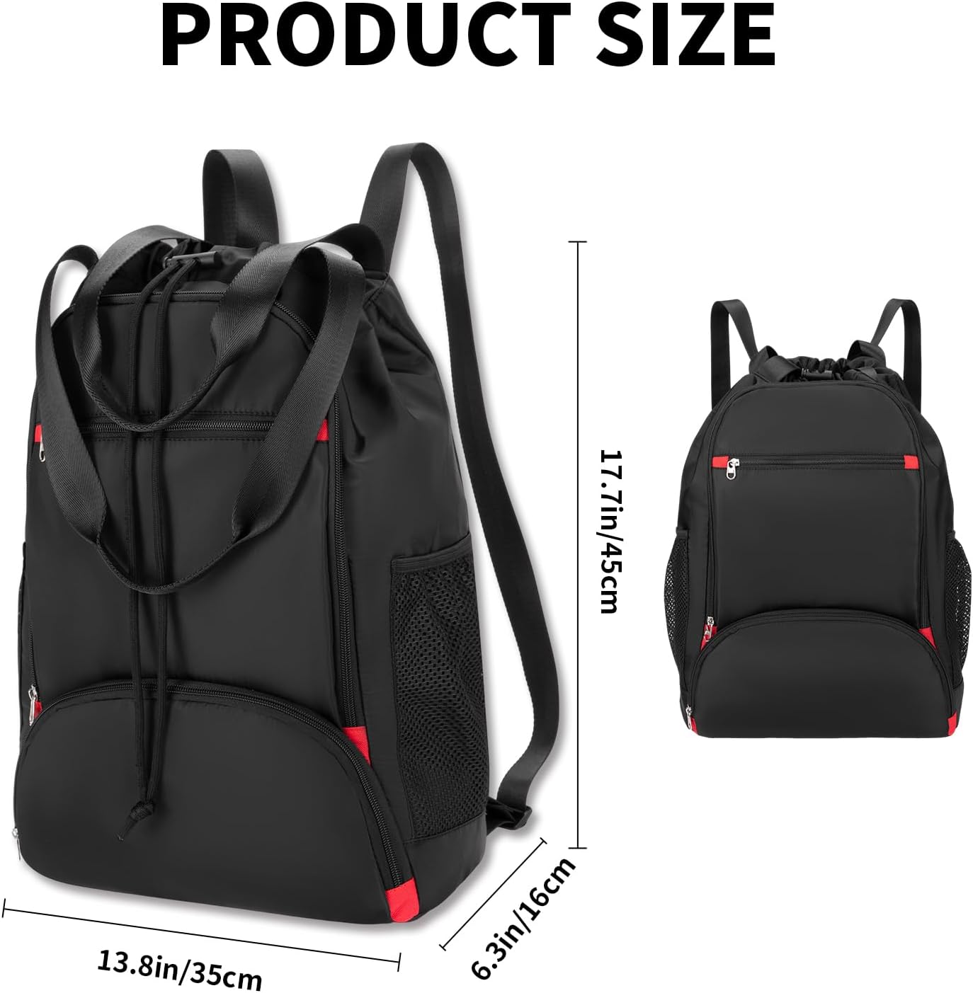 Seyfocnia Drawstring Backpack - Versatile Gym Bag with Shoe Compartment | Black Color for Men & Women