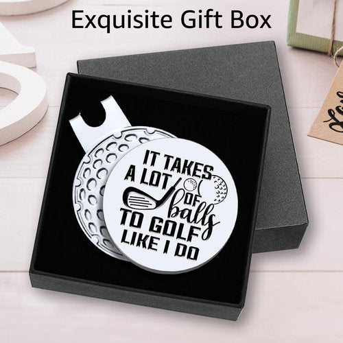 Hafhue It Takes A Lot of to Golf Like I Do Golf Ball Marker with Magnetic Hat Clip, Funny Golf Accessories and Golf Gifts for Men Dad Grandpa, Birthday for Golf Fan Golfer Golf Lovers
