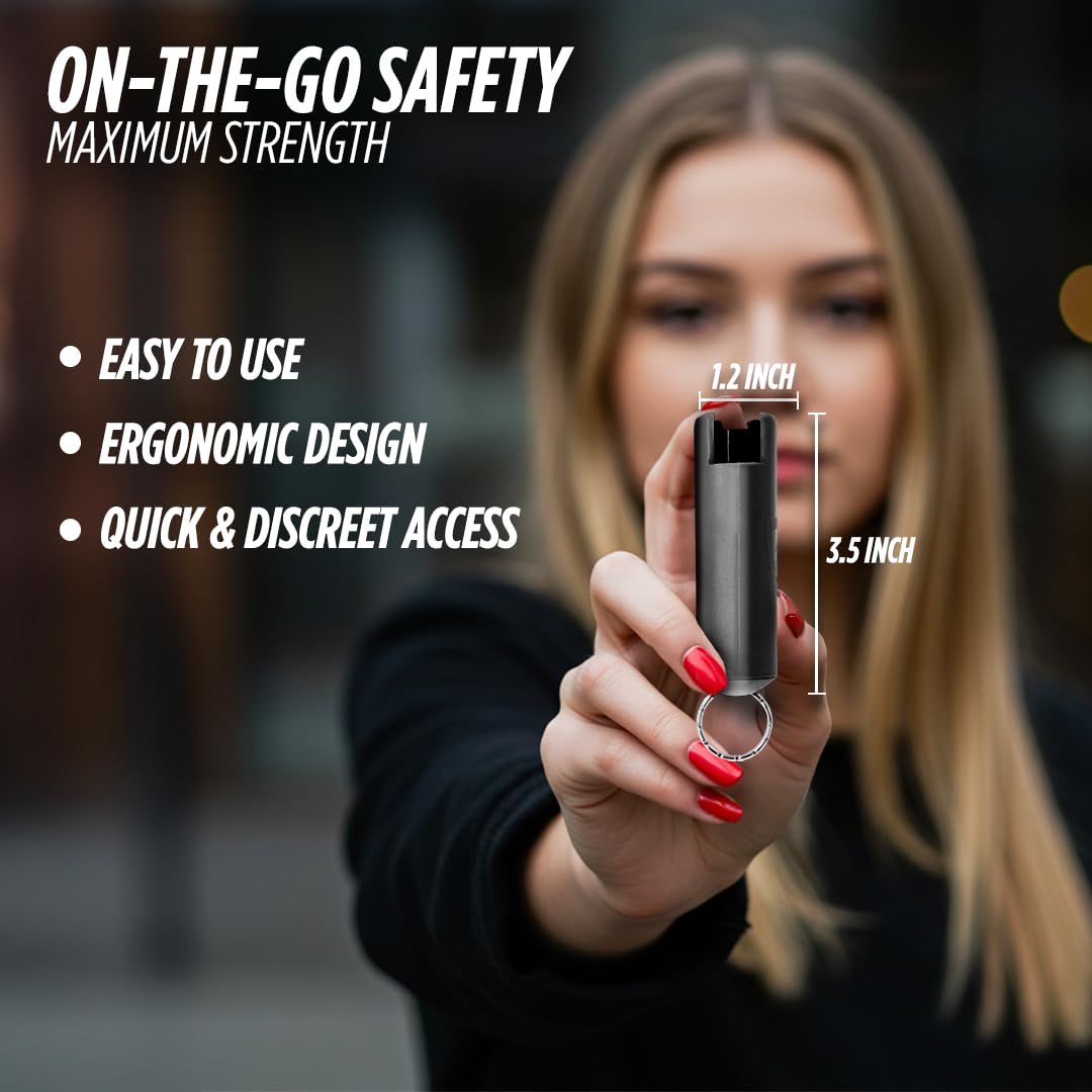 Guard Dog Security Quick Action Pepper Spray Self Defense Keychain, Maximum Strength 1.44 MC, OC Spray, 16-Foot Range, Twist-Lock Safety, Belt Clip for Easy Carry for Women, Men