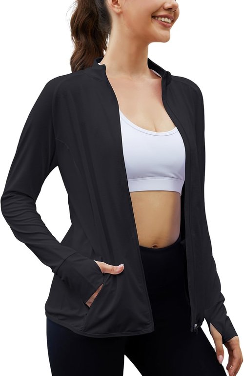 Gihuo Women's Sun Protection Jacket - UPF 50+ Long Sleeve Cropped Top for Yoga & Workouts