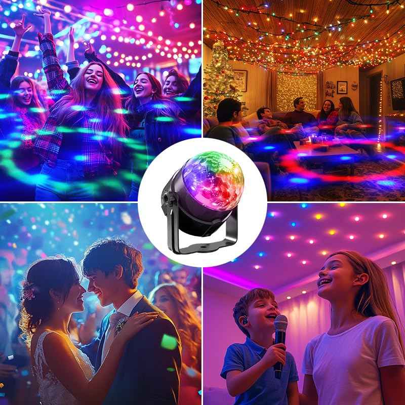 Yiixuyo - 3-Pack Sound Activated Party Lights with Remote Control Dj Lighting, Disco Ball Light Projected Effect Dancing Lights, Strobe Lamp for Parties Supplies Birthday Christmas Bar KTV Decorations