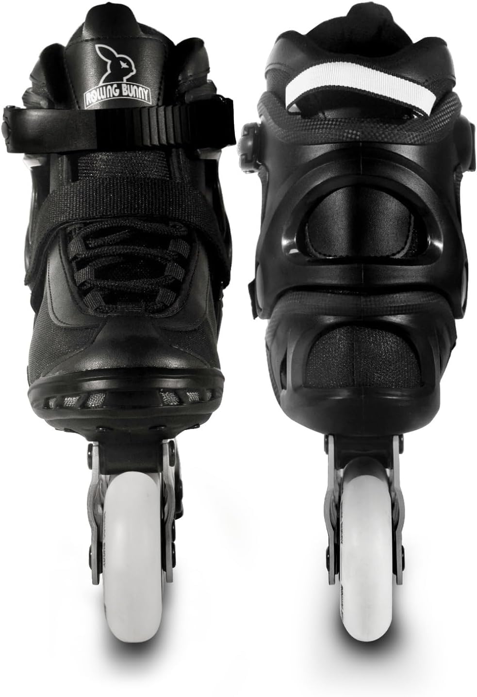 RollingBunny Inline Skates PRO for Adult Women - ABEC-9 Bearing with Breathable Lining for Male Female, Optional Brake, Size W 6-9, Black