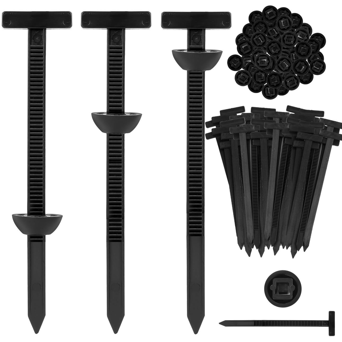 150Pcs Nylon Universal Cable tie Buckle for Car Repairs, Universal Cable Tie Buckles, Automotive Trim Clips - Heavy Duty Black Plastic Rivets, Bumper & Fender Retainer Clips for Auto Body Parts