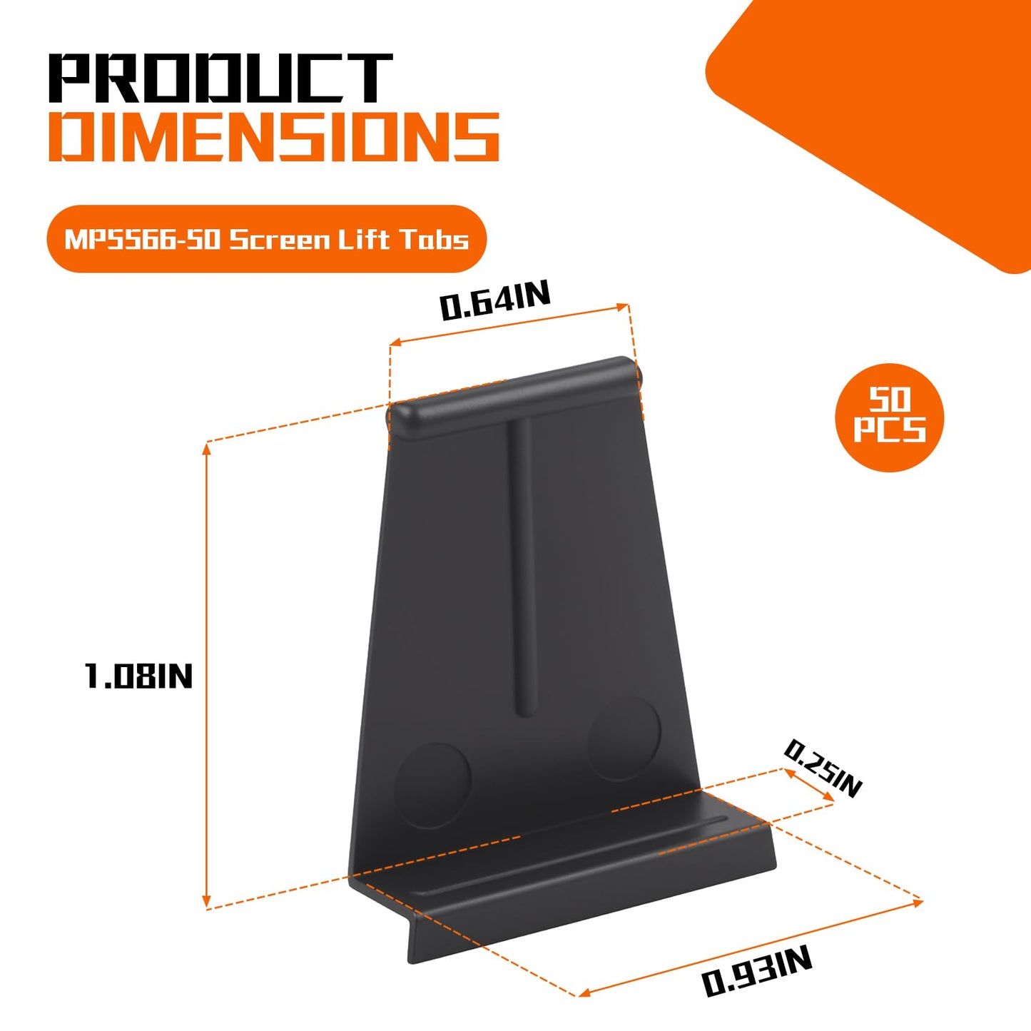 MP5566-50 Screen Lift Tabs, Spline Channel Pull Tabs, Window Screen Pull Tabs, Replacement Window Screen Parts (50 Pack)