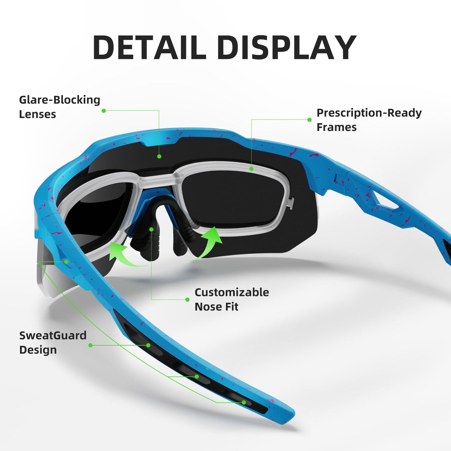 HAAYOT Polarized Sports Sunglasses for Men Women UV Protection Baseball Cycling Running Driving Fishing Glasses Blue Red