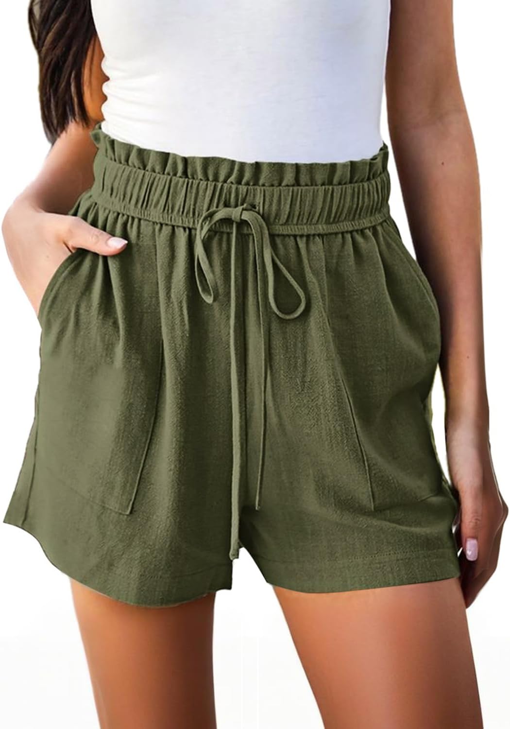 Skiennix Linen Beach Vacation Shorts - High Waisted Casual Summer Outfits for Women | Comfy Resort Wear