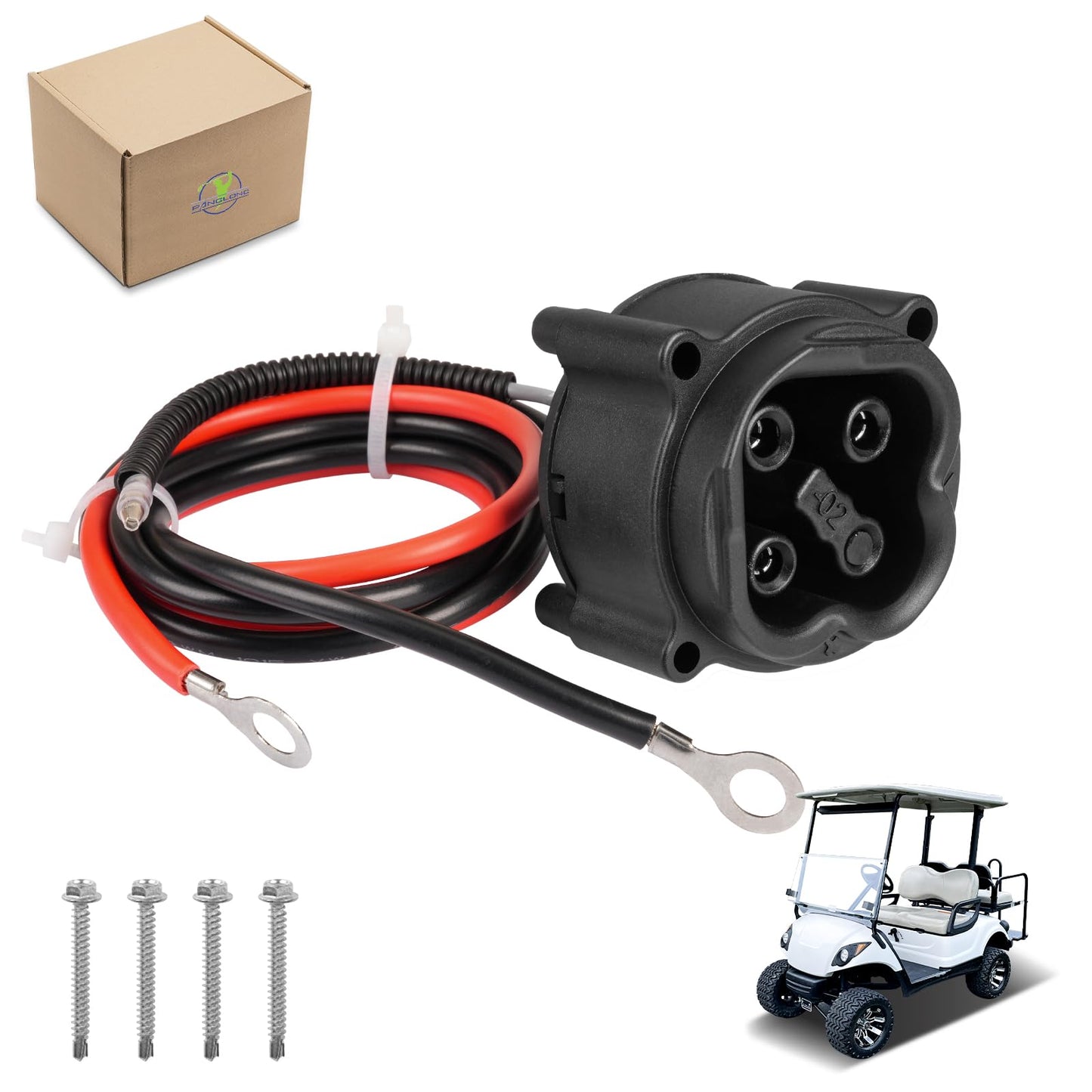 Panglong Golf Cart 48V MAC DC Charger-Plug Powerwise Receptacle fits Yamaha Golf Cart Charger Plug, Suitable for Yamaha G29 Drive 2008-2010 Golf Cart, OEM# JW2-H6181-02-00, JW2-H6181-01-00