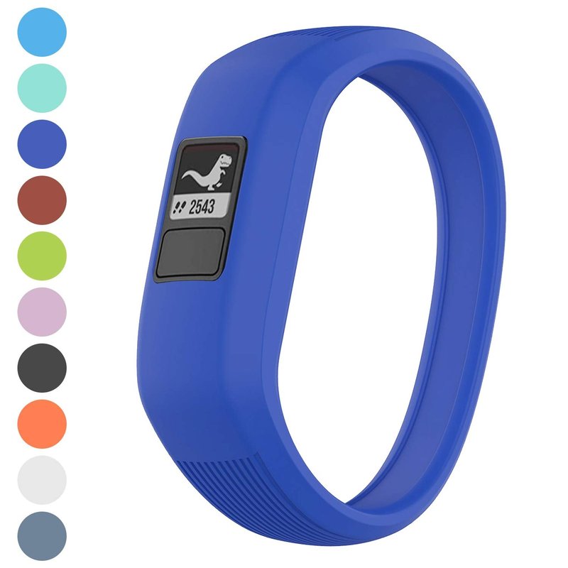 Watbro Compatible with Garmin Vivofit JR/Vivofit JR2/ Vivofit 3, Soft Silicone Adjustable Stretchy Replacement Watch Bands with Buckle, 22mm, Black, White, Navy, Sky Blue, Slate