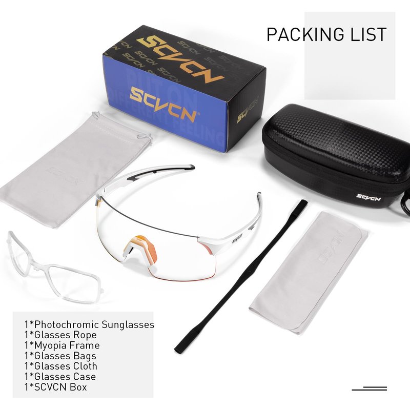 SCVCN Photochromic Cycling Glasses Mountain Bike Glasses for Men Women Frameless Sport sunglasses