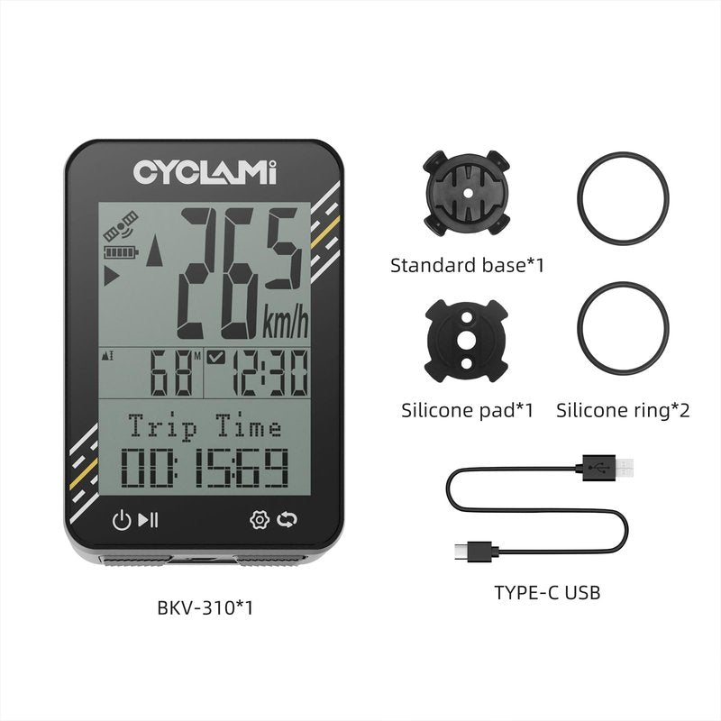 CYCLAMI Bike Computer Wireless - 5-Satellite GPS Cycling Speedometer | 2.4" Sun-Readable Screen | 50g Ultralight | 20+H Battery IPX7 Waterproof Bicycle GPS for Road/MTB Bikes
