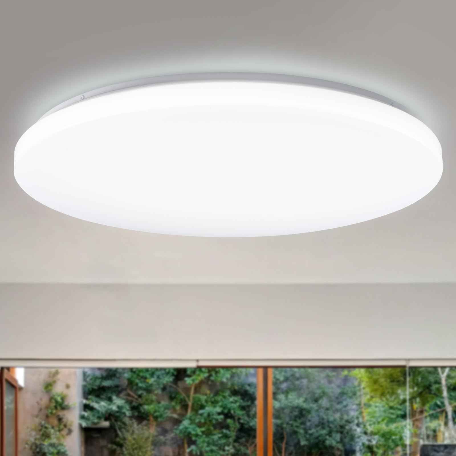 Hamilyeah 24 inch Flush Mount Ceiling Light Fixture, Drum Light Fixture Ceiling Mount 48W 5000K, Simple LED Close to Ceiling Lighting Fixture Round for Living Room, Bedroom, Kitchen