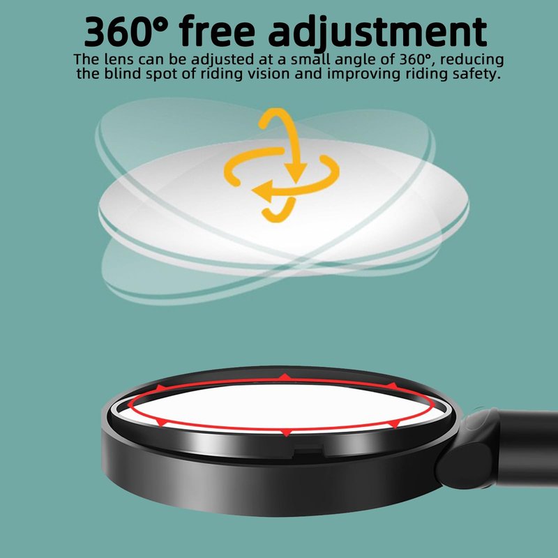YISUGOOC Bike Mirror With Bike Bell 360° Adjustable HD Convex Handlebar Mirror Anti-Scratch Riding Mirrors (2* Mirror + 1* Bell)