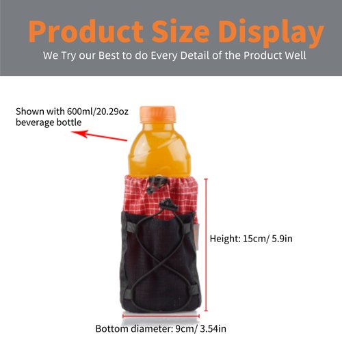 3F UL Gear Water Bottle Sleeve for Backpack Shoulder Straps, Bottle Holder Pouch, Molle Adjustable Pouches Bottle Carrier Bag for Camping Mountaineering Hiking Outdoor Activities(2-Pack Grey)
