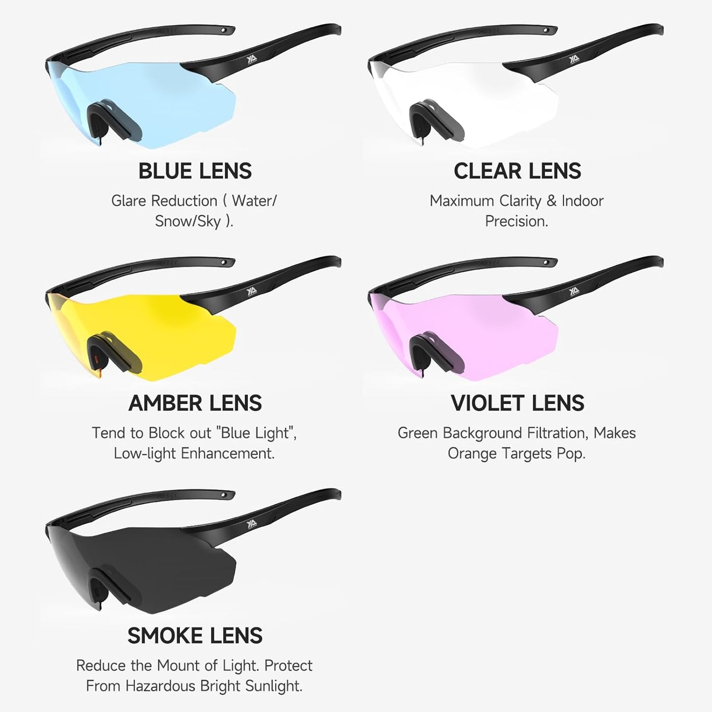 Xaegistac Safety Glasses - Anti-Fog Shooting Glasses with Wide Field of View & Soft Nose Pad
