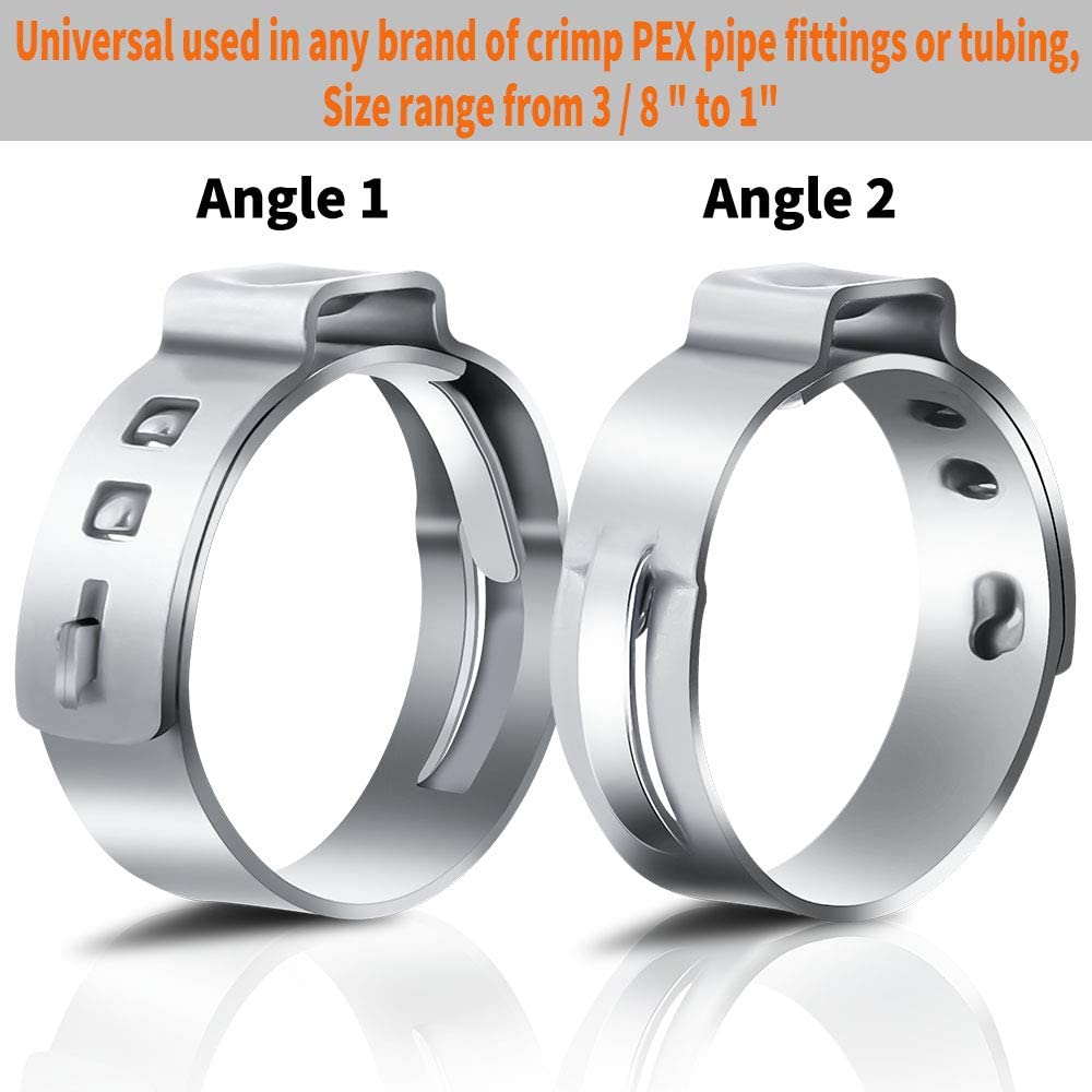 25PCS 1 Inch PEX Cinch Clamp Rings, 304 Stainless Steel PEX Fitting Clamps Pinch Clamps Ring Crimp Rings for PEX Tubing Pipe Fitting Connections (Silver-1inch(25PCS))