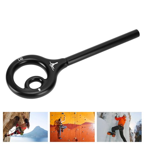KLLJRFW 9 Rescue Figure, 9 Shape Rigging Descender Anti Falling Outdoor Climbing Gear Speed Descent Device for Rock Climbing Belay and Rappelling Equipment (Black)