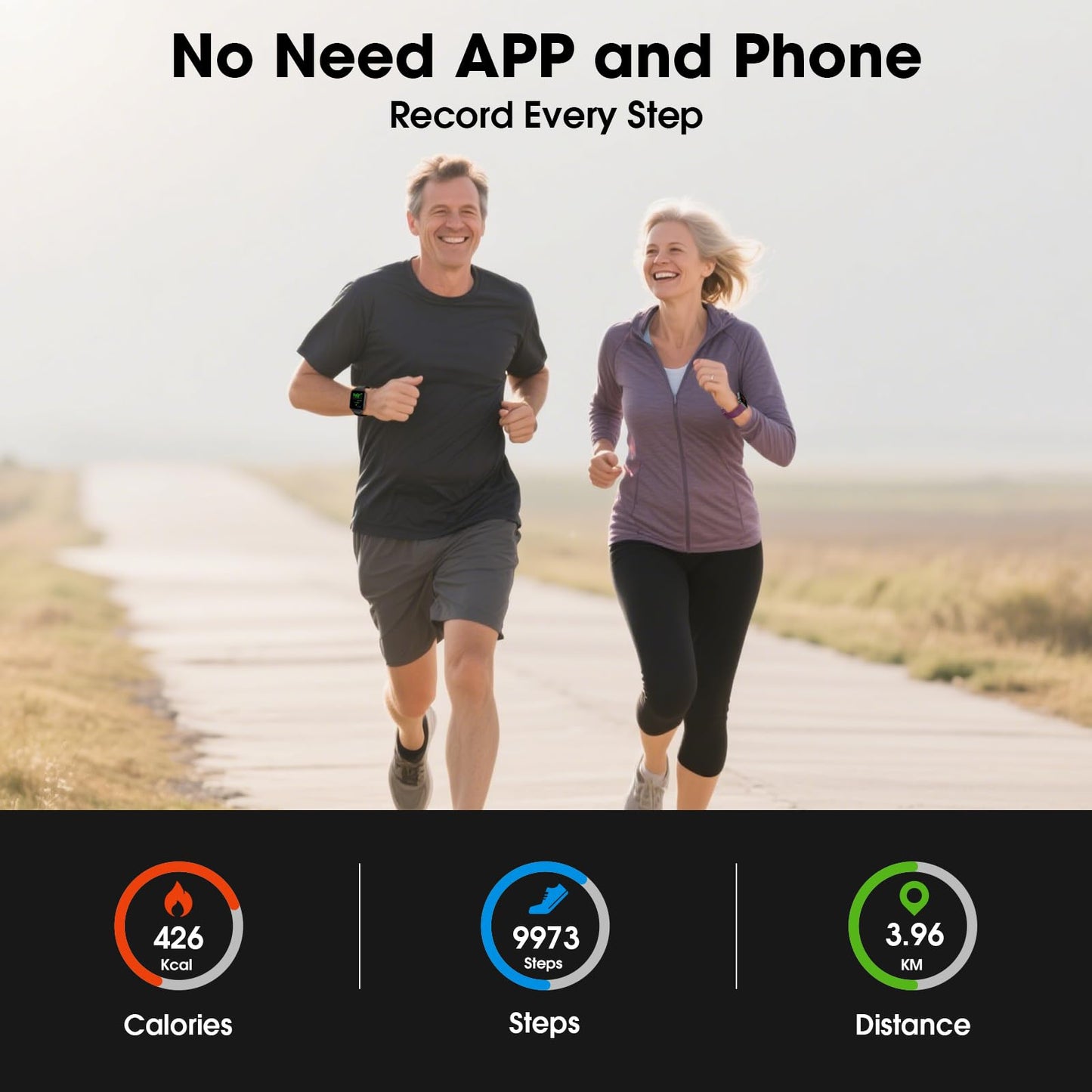 Smart Watch for Men Women, 1.91'' Big Font No App/Phone Required, Fitness Tracker with Pedometer, Bluetooth Call (Answer/Make Call), Heart Rate Blood Oxygen Monitor Step Counter, 100+ Sports Modes