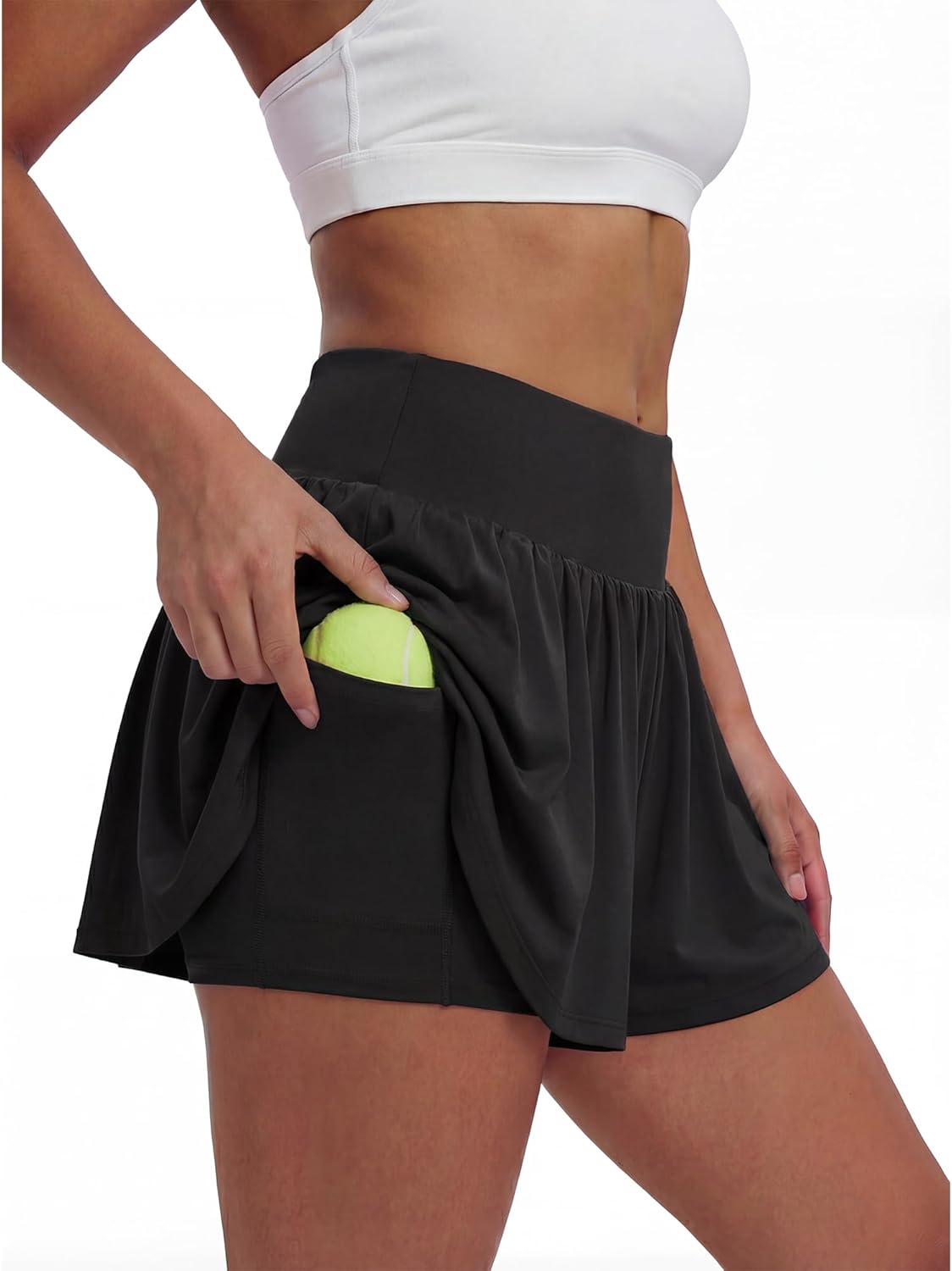 Stelle Women’s 2-in-1 Running Shorts - Flowy High-Waisted Athletic Gym Shorts with Pockets