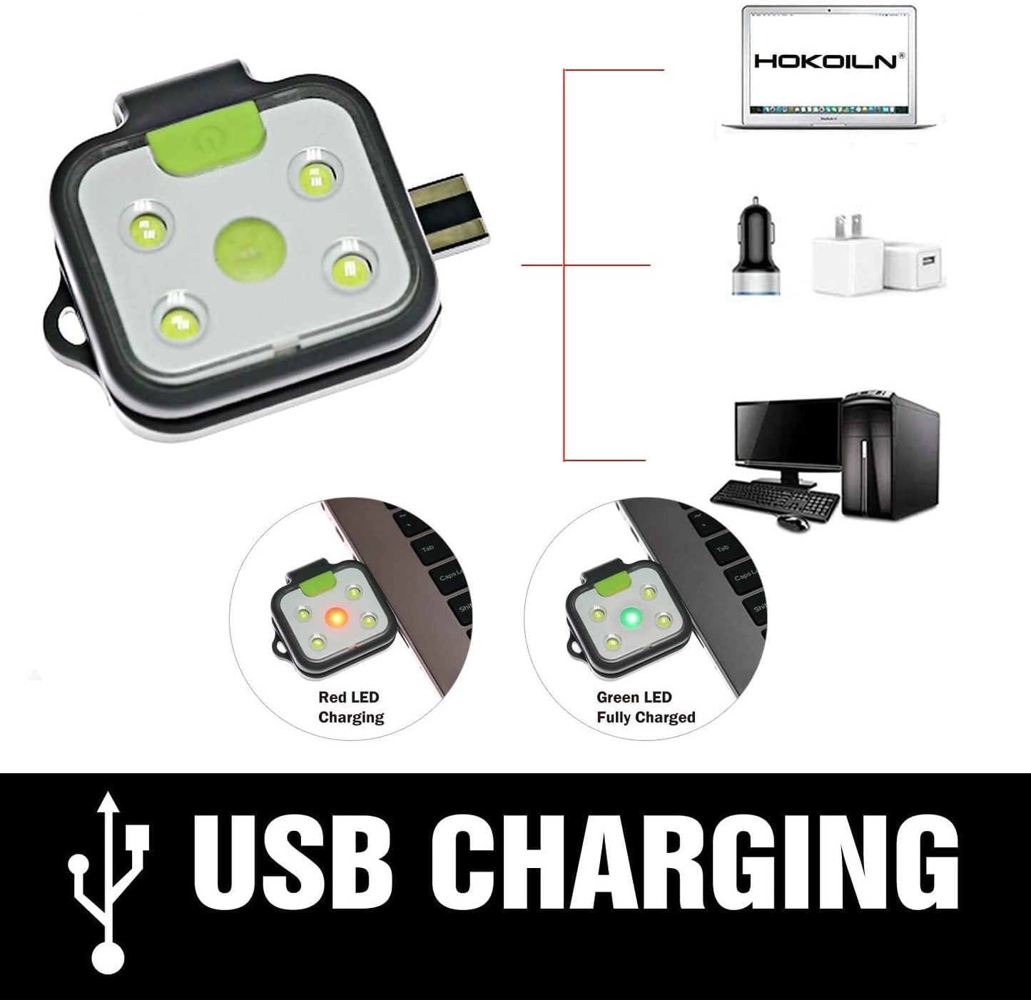 HOKOILN Night Running Lights, 2 Pack LED Running Lights for Runners with Secure Clip & Rechargeable Battery, Sweatproof Water-Resistant for Camping, Hiking, Running, Jogging, Outdoor Adventure