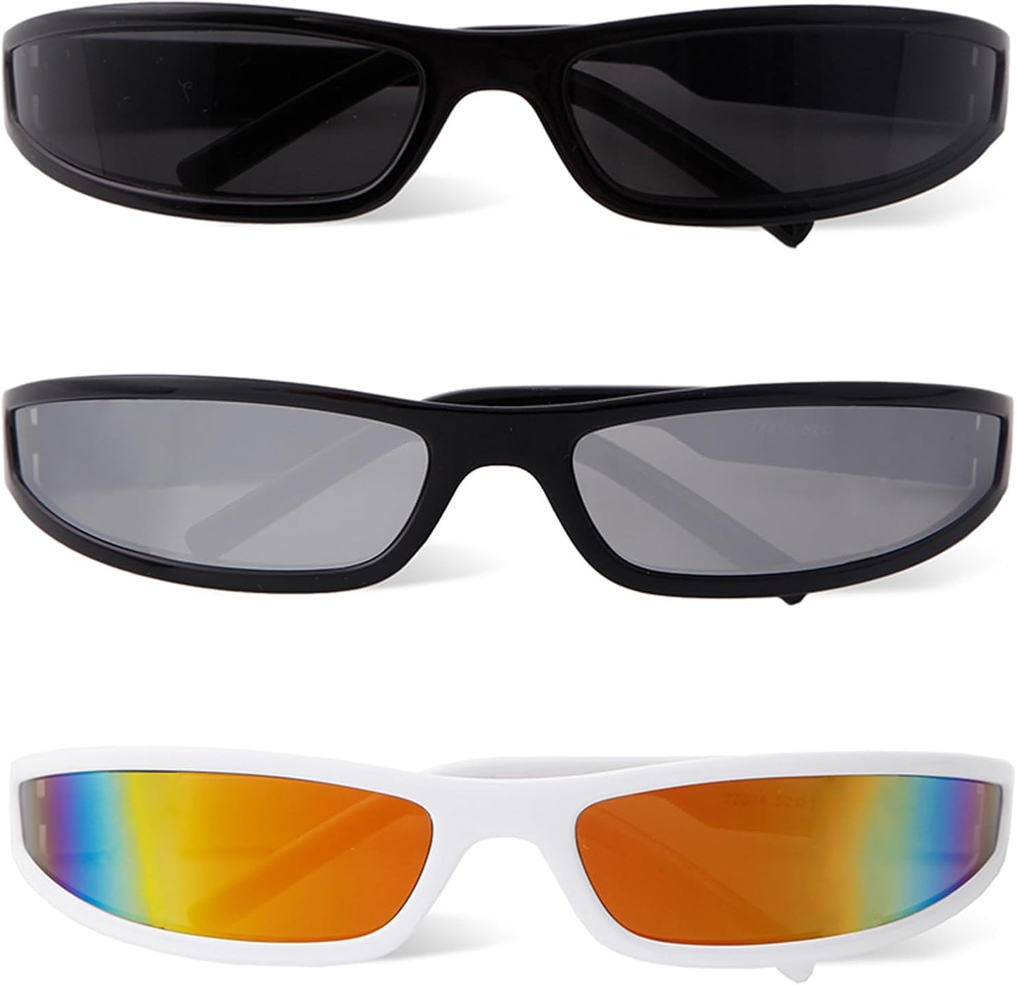 Skiennix Y2K Wrap Around Sunglasses - Futuristic Small Narrow Frame Shades for Men & Women