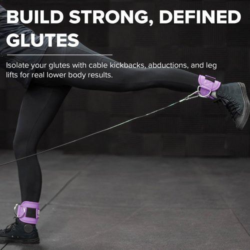 Women's Ankle Strap for Cable Machines & Resistance Bands: Gym & Home Workout Cuff Attachment for Leg Extensions, Kickbacks, Hip Abductors - Booty Exercises (Lavender, Pair)