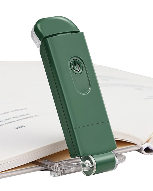 DEWENWILS USB Rechargeable Book Reading Light, LED Clip on Booklight Flexible Reading Lights in Bed, Car at Night, 4 Brightness Adjustable, Perfect for Bookworms, Kids (Dark Green)