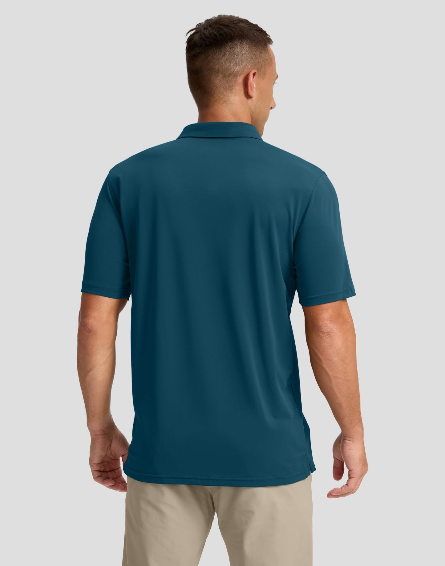 Men's Golf Shirts Dry Fit Moisture Wicking Performance Short Sleeve Collared Polo Shirts for Casual Tennis Bussiness (Reflecting Pond, L)