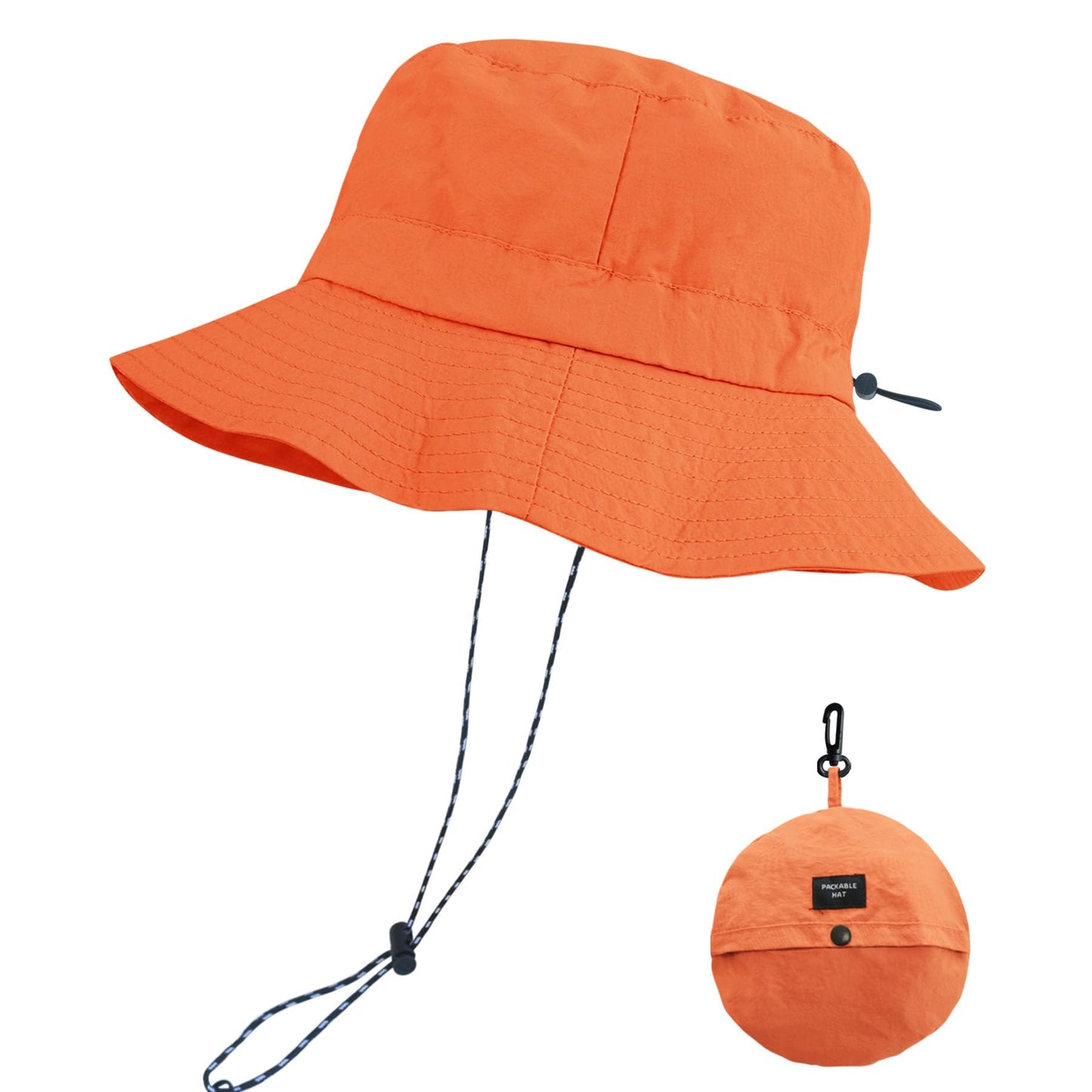 PFFY Packable Sun Bucket Hat for Men Women Outdoor Sun Hats Orange (Loose)