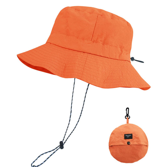 PFFY Packable Sun Bucket Hat for Men Women Outdoor Sun Hats Orange (Loose)