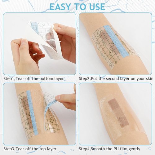 Tattoo Aftercare - 100 Pcs Waterproof Bandages for Swimming & Wounds - 4x4 Inch Second Skin Tattoo Cover Up & Wound Seal