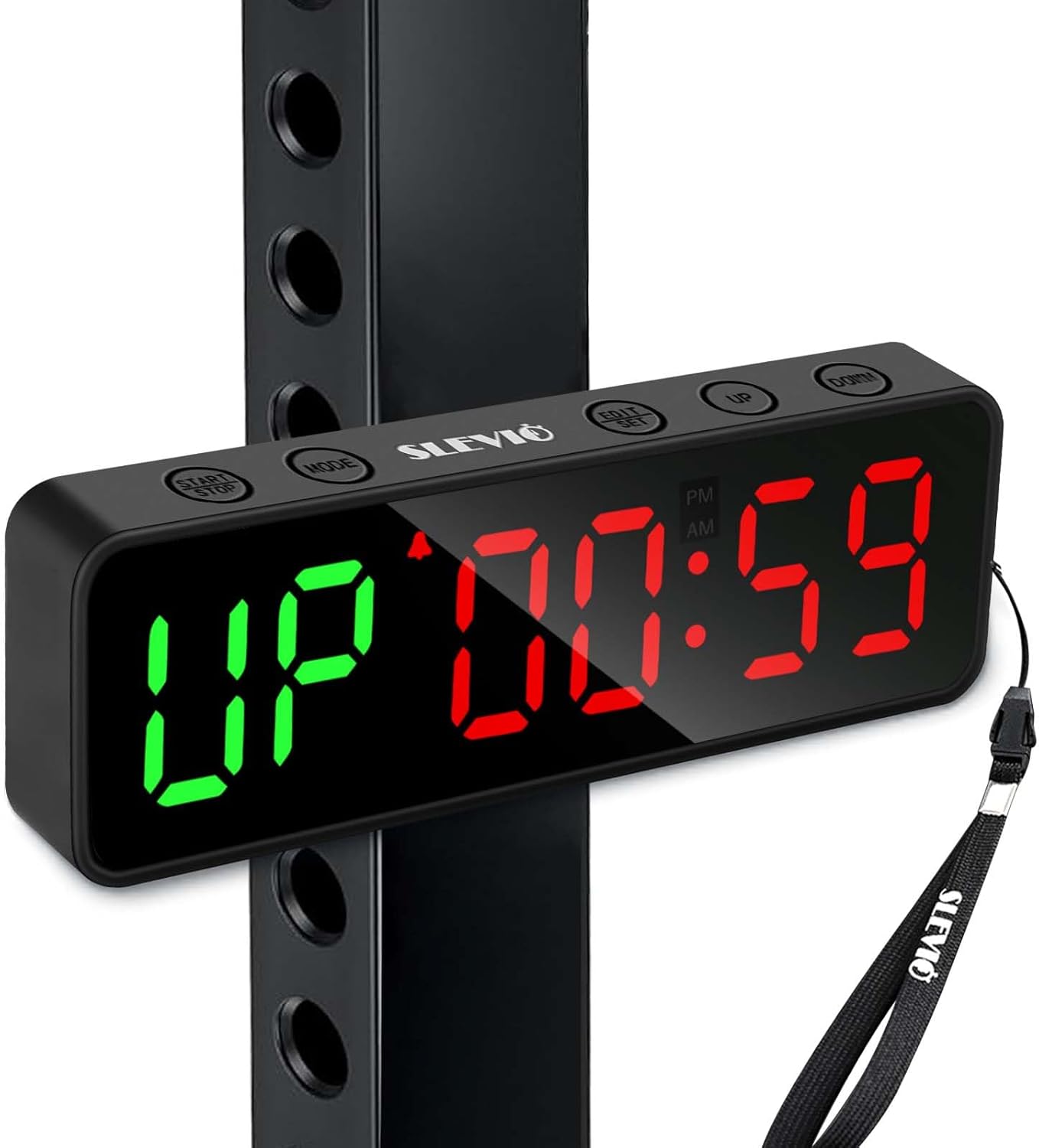Skiennix Gym Timer Clock - Magnetic Stopwatch with Large LED Display | Matte Black Countdown Timer for Home Gym & Schools