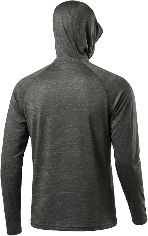 LOOGU Men's Sun Protection Hoodie - UPF 50+ Long Sleeve Lightweight Rash Guard for Fishing & Hiking