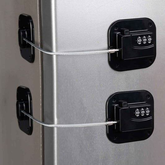 KIZZHISI Refrigerator Lock (2 Pack), Heavy Duty Combination Fridge Lock, for Fridge, Cabinets, Window, Drawers and Child Safety Cabinet Locks, Strong Non-Marking Adhesive No Drilling (Black)