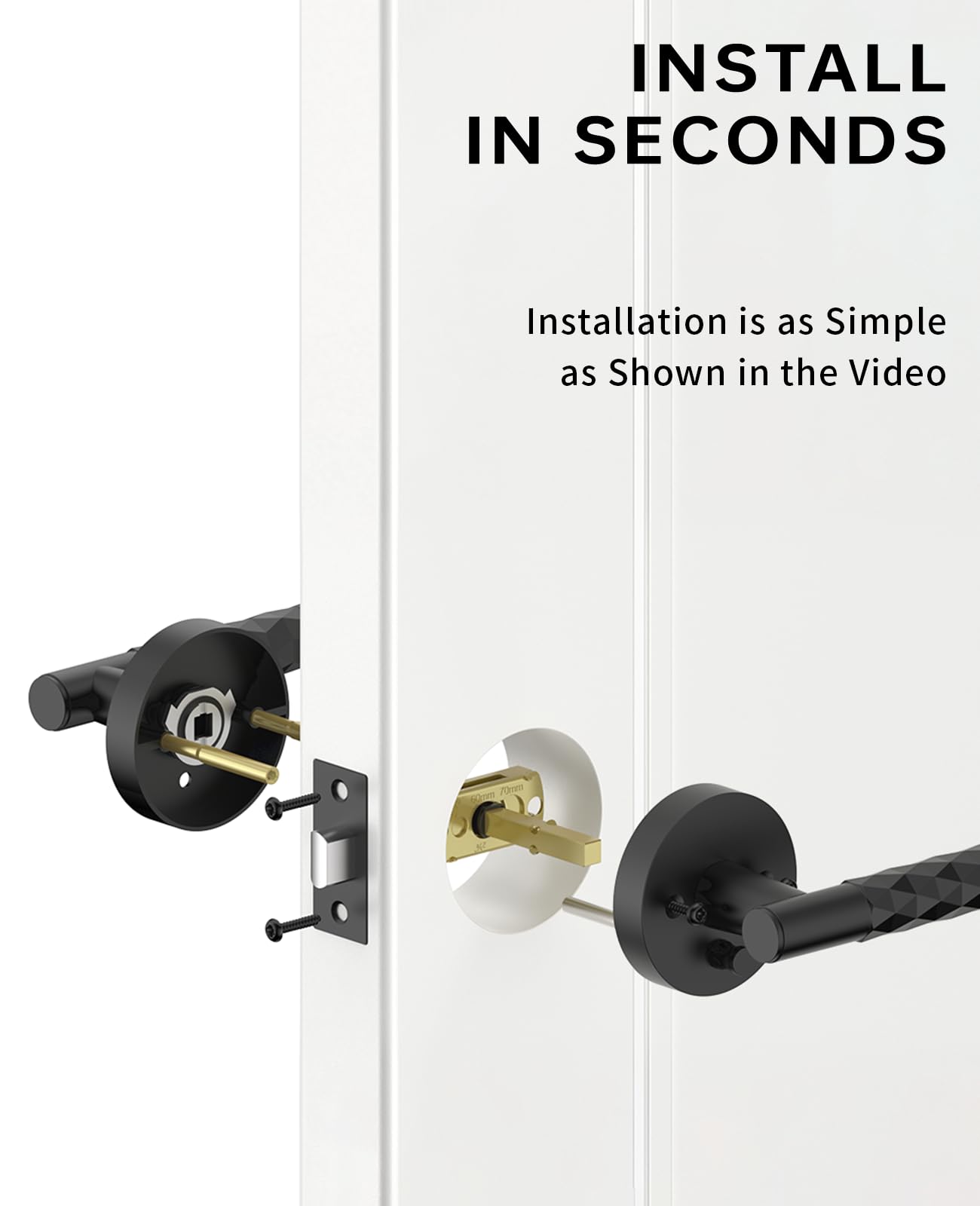 Asidrama 4 Pack Black Privacy Door Knob or Lever with Lock, Heavy Duty Reversible Interior Door Handles for Bedroom Bathroom, Left Right Sided Doors