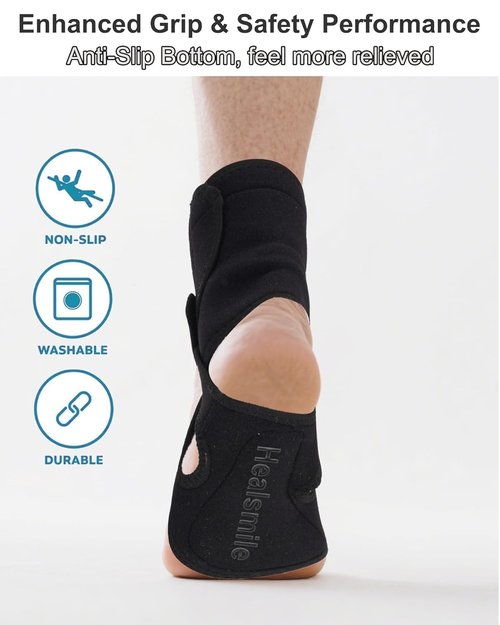 Healsmile Adjustable AFO Brace for Drop Foot Relief - Medical Foot Drop Orthotic Support for Stroke Recovery, Plantar Fasciitis & Walking Stability - Breathable Lightweight (Men/Women), Left
