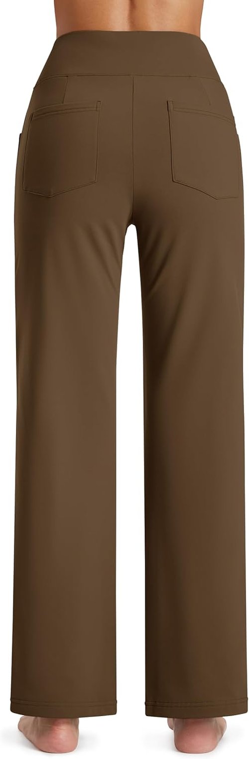 MAGCOMSEN Women's Fleece Lined High Waisted Pants - Thermal Casual Yoga Sweatpants with Pockets