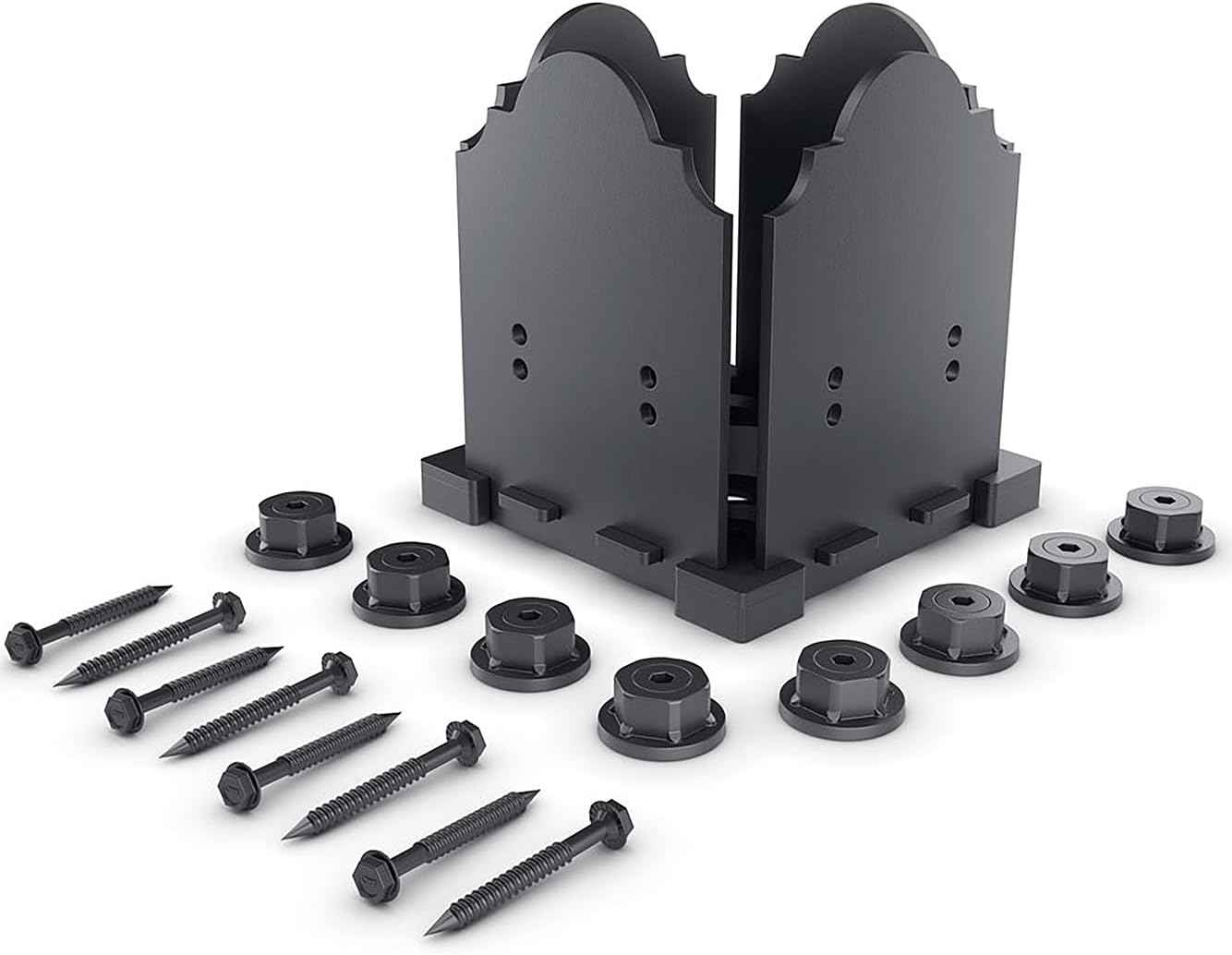 Ozco Laredo Sunset Lite 6x6 Post Base Kit - Galvanized Steel with Decorative Plates & Screws