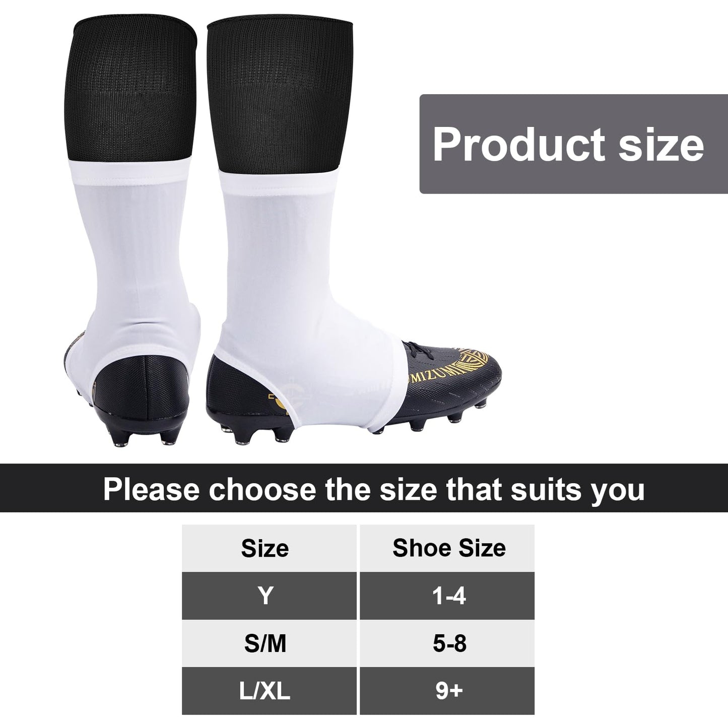 Spats Football Cleat Covers,Youth Cleat Covers Football Keeps Dirt/Turf Debri Out,Bike Cleat Covers,Cleat Sleeves For Football Soccer Lacrosse Kids Teenagers Youths Adults.Cleat Cover (White, Large)