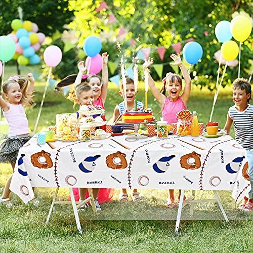 Baseball Tablecloth Set - 2 Pack Plastic Covers, 87x51 Inches